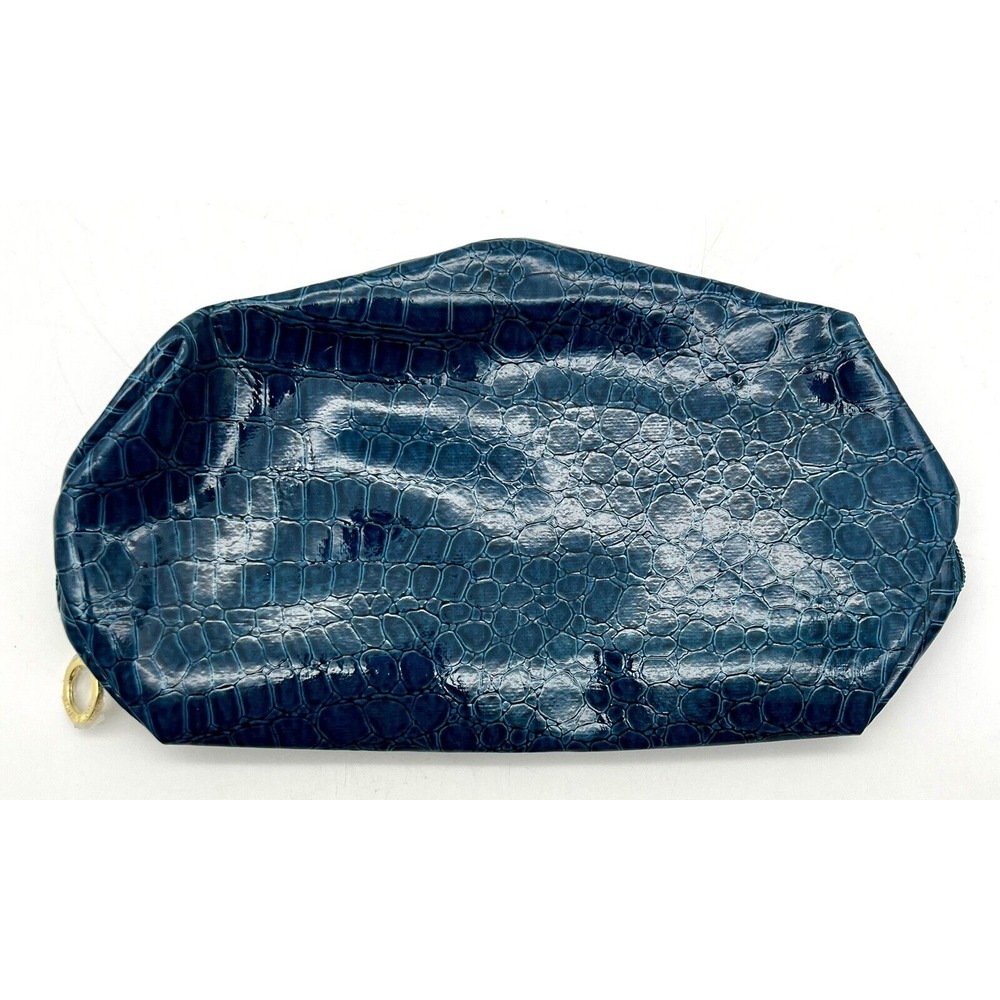 Estée Lauder Makeup Bag Shiny Blue Faux Alligator‎ Skin